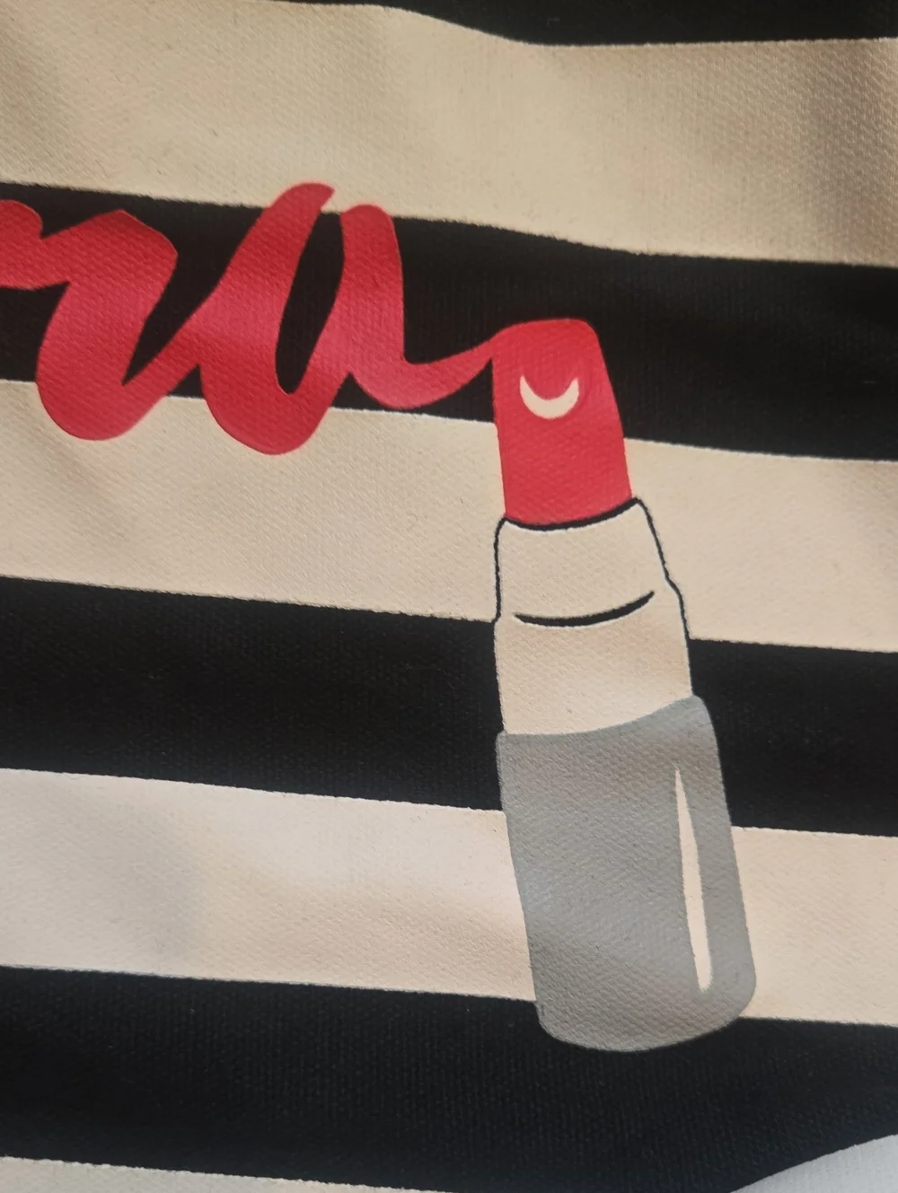 Sephora Black/White Striped Lipstick Tote Bag